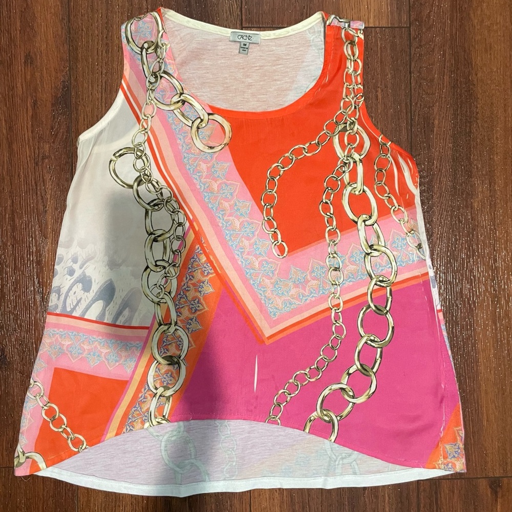 Vintage Cache Pink And Orange Chain Detail Shirt Y2K 2000s Women’s Size M